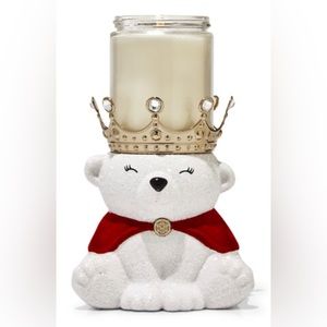 Bath & Body Works Polar Bear Crown Pedestal Single Wick Candle Holder; 2021; NWT
